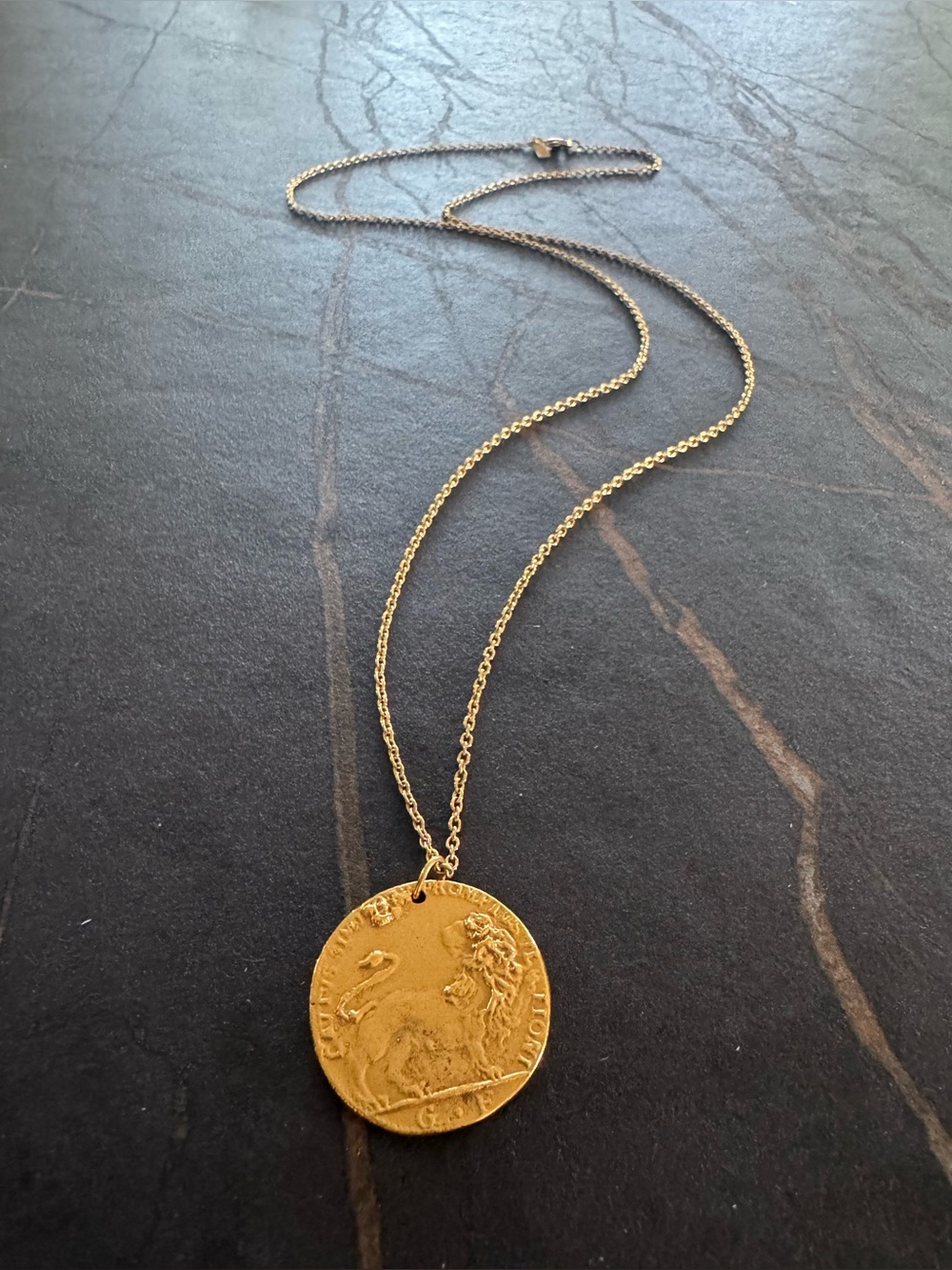 Elizabeth James coin pendant necklace in Gold Like New